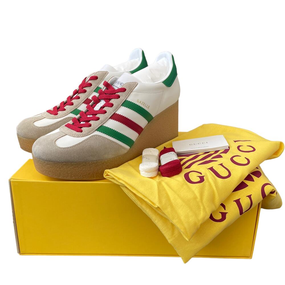 Adidas x Gucci Wedge Gazelle Platform Sneakers in White Leather US 11 IT 41 NEW - Picture 15 of 15